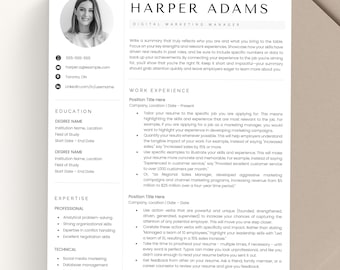 Modern Resume Template for Google Docs, MS Word, Apple Pages, Professional CV Template