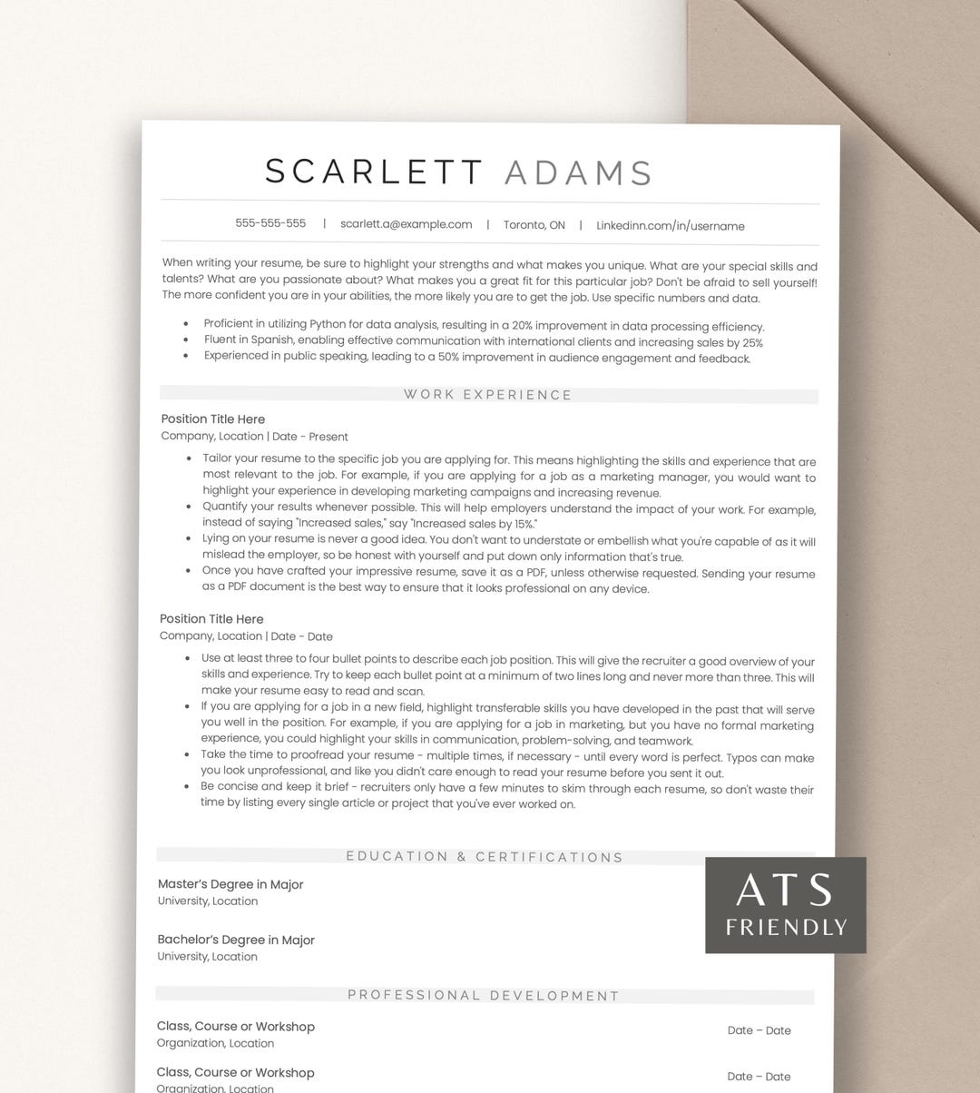 ATS Resume Template With Cover Letter & References for Google Docs, MS ...
