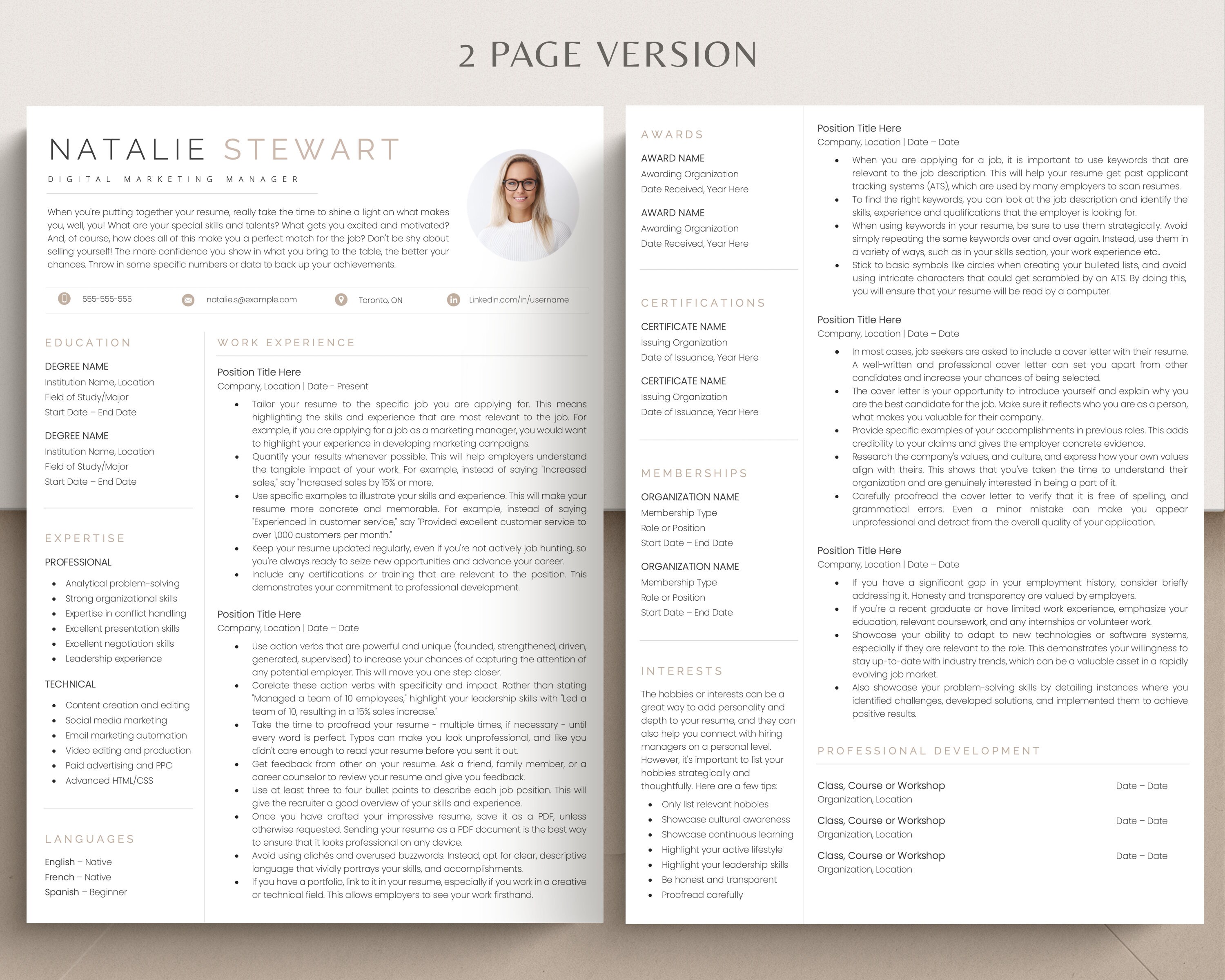 Modern Resume Template for Google Docs, Microsoft Word & Apple Pages ...