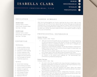 Professional Resume Template, Modern Executive CV Template for Microsoft Word & Mac Apple Pages