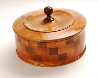 HOLIDAY SALE! Handmade Wood Checkered Container with Lid