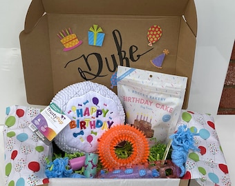 Pawty Box - Happy Birthday Gift for Dogs - Treats - Toys - Fun - Gift Basket - Medium to Large Dogs