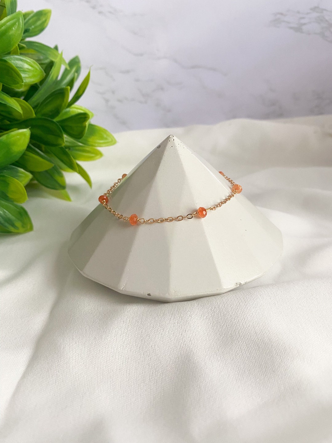 Orange Jade Bracelet Dainty Jade Bracelet Gold Jade Etsy