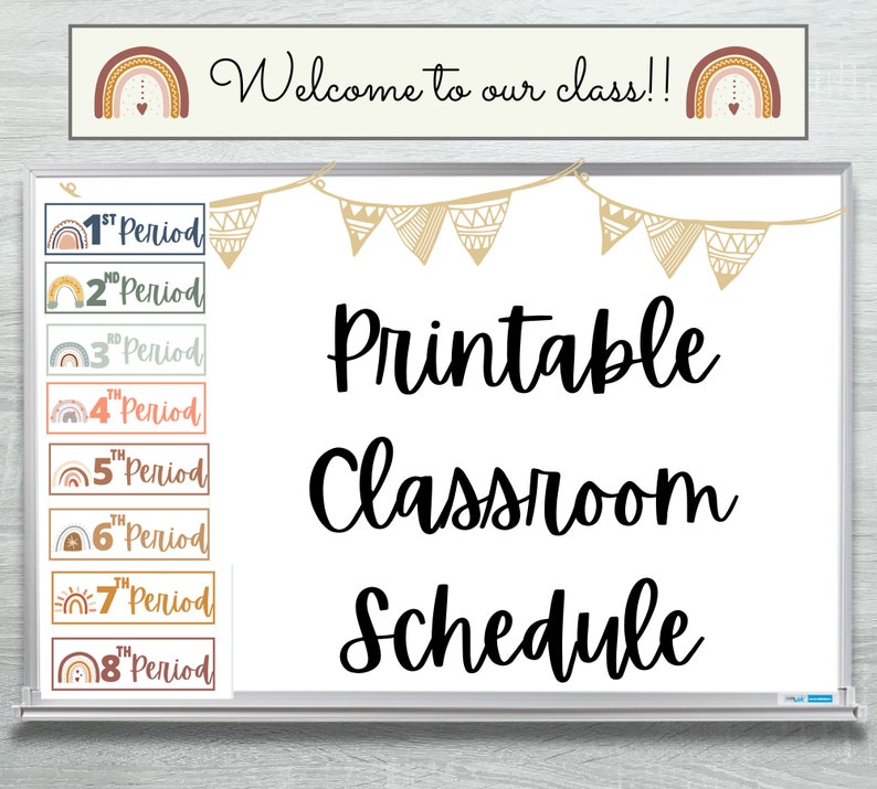 Digital Download Boho Rainbow Printable Class Schedule Tags Etsy