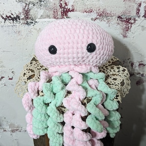 Pink Crochet Jellyfish Plushie 