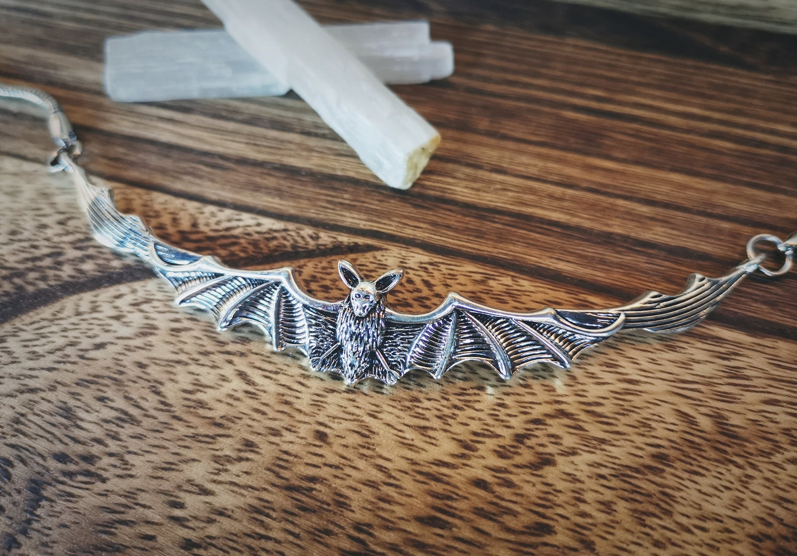 Silver Bat Necklace Etsy