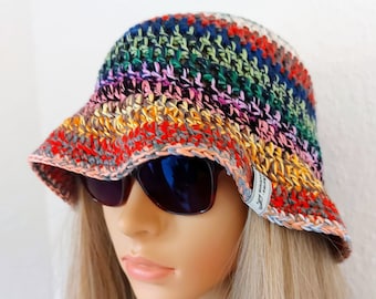 Sombrero de verano de crochet de algodón, Sombrero de pescador, Sombrero de verano de crochet, Panamá, Sombrero de verano de encaje de crochet, Panamá de verano de algodón, sombrero de crochet