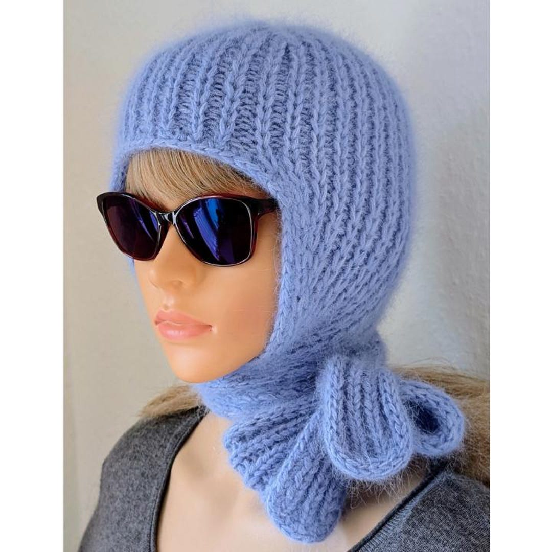 Bonnet Aviateur En Angora Tricoté Main - Couleur Beige, Taille Unique, Fabrication Allemande, Neuf Avec étiquettes