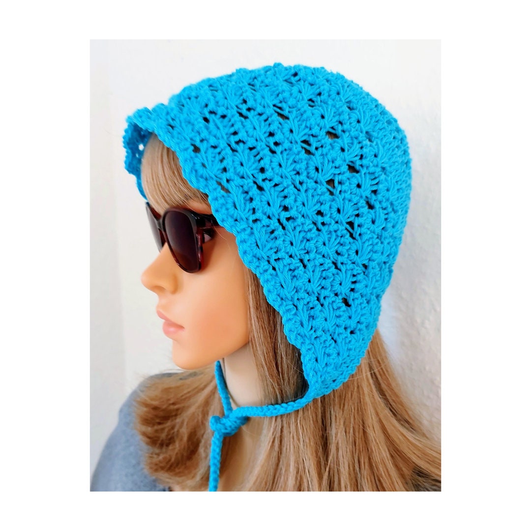 Капюшон авиатор Вязаный капюшон завязках Женский чепчик Вязаная летняя ...