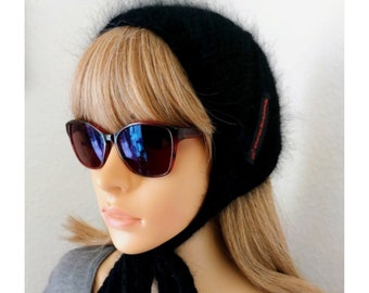 Aviator Bonnet, Knitted hood with ties, Beanie wool hat, Knitted wool hat, Knitted wool hat, Aviator hat UNISEX, Knitted Women's Bonnet