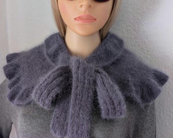 Handgebreide angora kragen, capes, jabots en sjaals in vintage-stijl, handgemaakte zachte en warme angora accessoires voor de nek, cadeaus voor moeder en haar, kerstcadeau