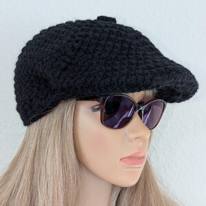 Gorro plano de alpaca de ganchillo para mujer y hombre, gorro de repartidor de periódicos de alpaca de ganchillo, gorro de repartidor de periódicos de alpaca de ganchillo para hombre, regalo de Navidad, regalo para mamá y ella.