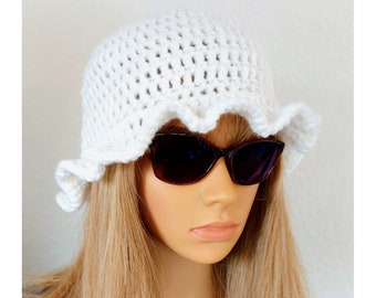 Crochet summer hat from cotton, Crochet summer hat, Crochet lace summer hat, Summer Panama from cotton, Crochet hat, Crocheted summer hat