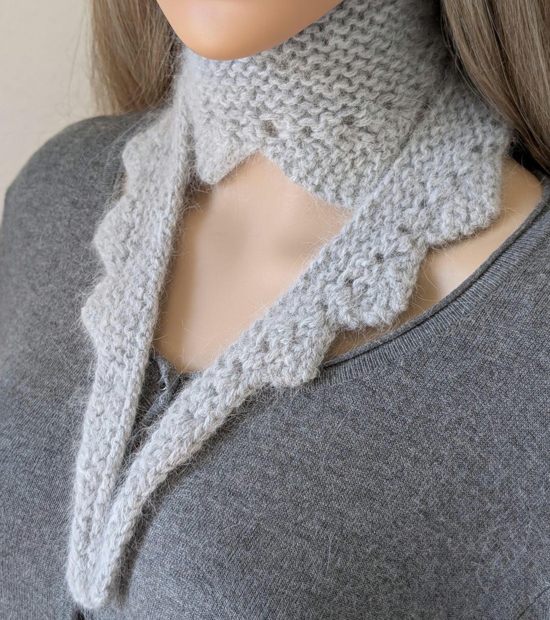 Knitted Angora Sophie Scarf, Knitted Angora Skinny Scarf, Neck Scarf ...