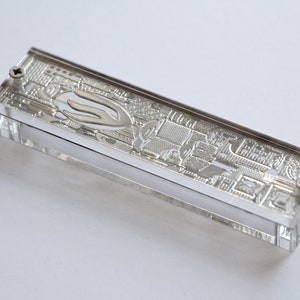 Laser cut  Jerusalem silver plated mezuzah
