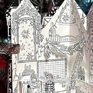 Elf House Craft Elf Paper Doll House Printable, Cut & Color Pop-up Book, Christmas ...