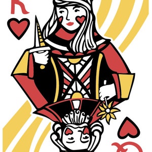 Reina y Rey de Corazones SVG / Diseño de naipes reversibles para Cricut & Silhouette