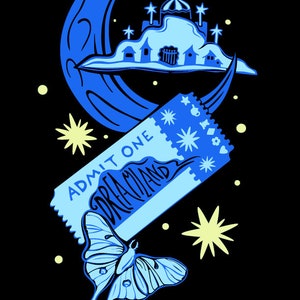 SVG "Ticket to Dreamland", illustratie voor Cricut-, Silhouette- en ambachtelijke snijmachines
