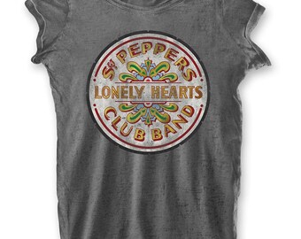 The Beatles Ladies Fashion Tee Sgt Pepper Drum with Foiled Application 