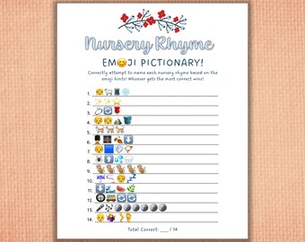Nursery Rhymes Emoji Pictionary Emoji Game Baby Shower Game - Etsy