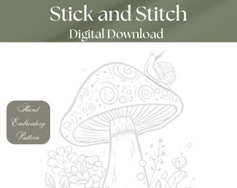 Patrón de bordado a mano para descargar digitalmente: Seta y Caracol (Palo y Puntada)