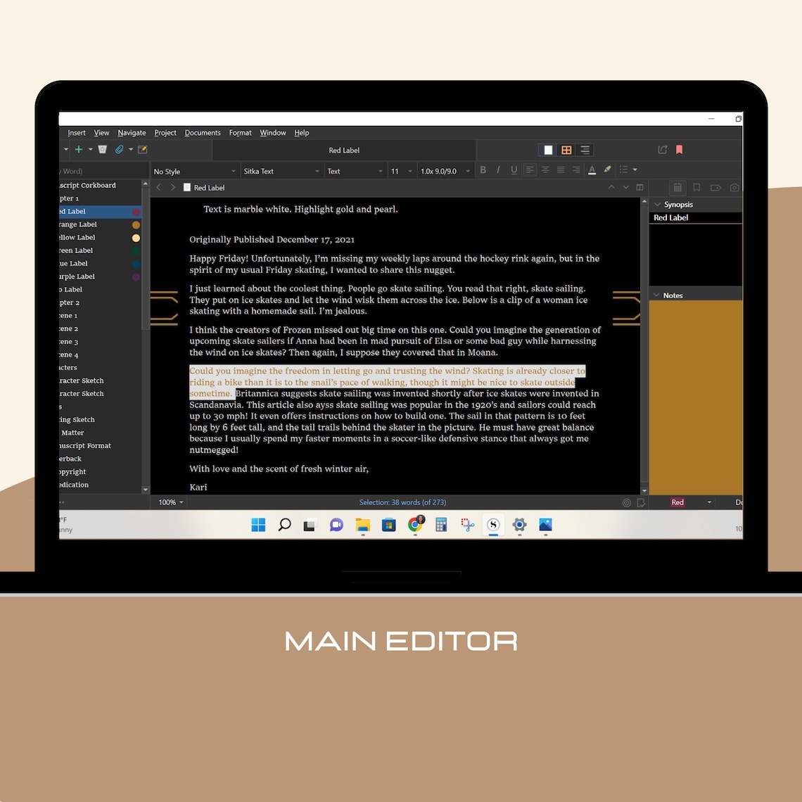 Art Deco Scrivener 3 Theme Download for Windows 1920s Black, Gold, and