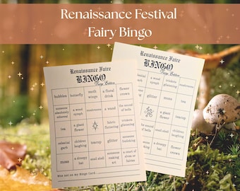 Bingo de la Feria del Renacimiento: Edición de Hadas (Descarga digital en PDF) / Un divertido juego de la Feria del Renacimiento / Juegos de Bingo de la Feria del Renacimiento para Grupos