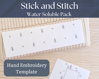 Patrón de bordado a mano "Pines Beanie Stick and Stitch": conjunto de 8 patrones solubles en agua