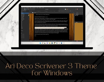 Descarga del tema Art Deco Scrivener 3 para Windows: tonos negro, dorado y mármol de los años 20