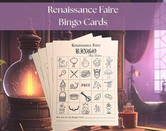 Cartones de bingo de la Feria Renacentista para niños (PDF / Descarga digital / Juego de la Feria Renacentista para niños / Ideal para niños de 3 a 5 años)