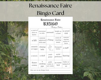 Bingo de la Feria Renacentista: un juego de Renfaire (Descarga digital) / Juego de Bingo de Renfaire / Perfecto para personas, familias o grupos