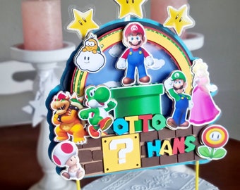 Cake Topper Super Mario |Torten Topper Mario Bros |Topper de pastel Super Mario |Kindergeburtstag Party Deko Gamer