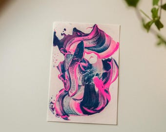 Riso print - Paint stroke - Riso art print - Risograph print - Painted print - Wall decoration