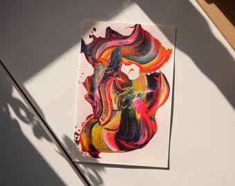 Riso print - Paint stroke - Riso art print - Risograph print - Painted print - Wall decoration
