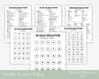 Declutter Checklist, Cleaning Checklist, Declutter Planner, Declutter Challenge, Declutter Printable, Declutter Tracker Guide, KonMari