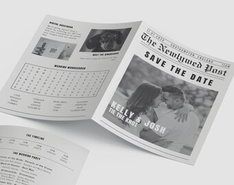 Wedding Newspaper Template, Editable Newspaper Wedding Program, Folded Large Wedding Newspaper, Canva Newspaper Template, Wedding Newspaper