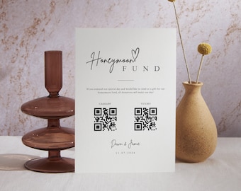 Modern Honeymoon Fund Sign Template, Printable Wedding Signs, Editable Wedding Sign, Venmo Honeymoon Wish Sign, Honeymoon Fund Sign Template
