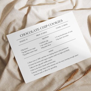 Editable Modern Recipe Card Printable, Recipe Card Template, Personalized Recipe Card Prints, Printable Recipe Cards, Minimal Recipe Card