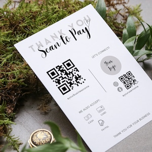 Bearbeitbare Scan-to-Pay-Karte, bearbeitbare QR-Code-Zeichenvorlage, CashApp PayPal-Zeichen für kleine Unternehmen, Venmo-Zeichen, einfache Scan-to-Pay-Vorlage