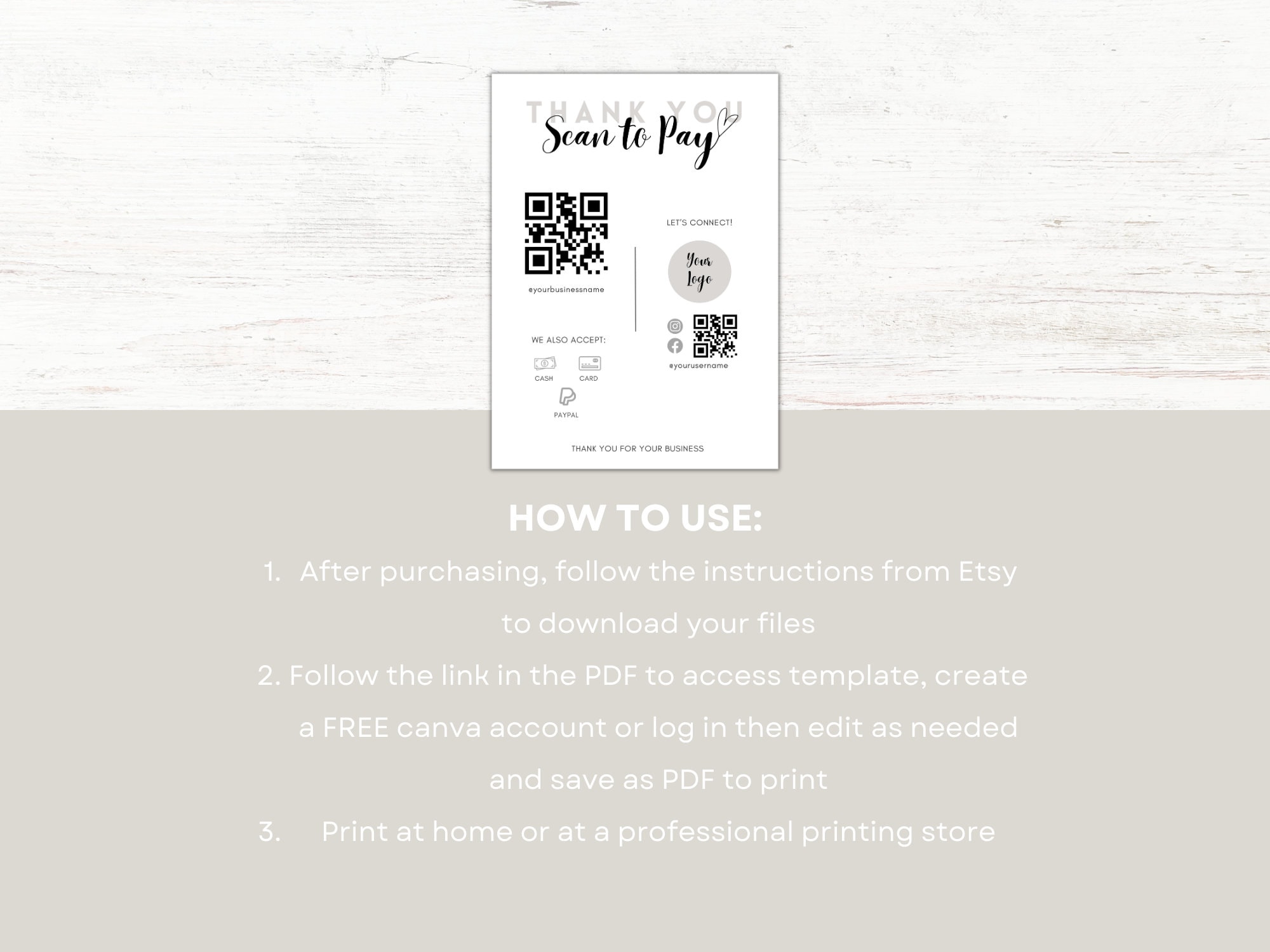 Editable Scan Code Editable Scan to Pay Card, Editable QR Code Sign Template, Cashapp ...
