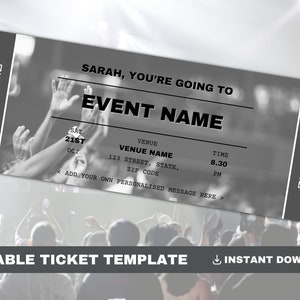 Event Ticket Template, Surprise Event Ticket Template, bearbeitbares DIY Ticket, bearbeitbares Event Ticket, Theater Show, Konzert Ticket, Geschenk