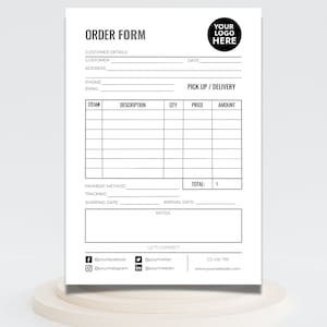 Order Form Template, Custom Order Form, Printable Order Form, Order Forms, Purchase Order Form Template, Order Form Editable, Small Business