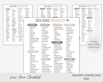 New Home Checklist, New Home Essentials List, First Home Checklist, First Apartment Checklist, Moving Checklist, Checklist Printable