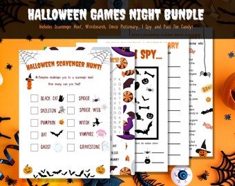 Paquete de juegos de Halloween, Juegos de Halloween imprimibles, Juegos de fiesta de Halloween, Juegos de Halloween para niños, Juegos de Halloween para adultos, Halloween