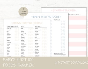 Baby Food Diary, Baby Food Tracker Printable, Baby's First Foods Checklist, Solids Tracker, Baby Allergy Tracker, Baby's First Foods