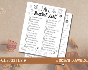 Lista de deseos de otoño imprimible, Lista de deseos de otoño, Lista de verificación de actividades de otoño, Lista de tareas pendientes de otoño, Lista de deseos de otoño editable, Lista de deseos personalizada
