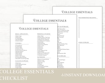College Essentials Checklist, Freshmen Move-In Prep, Printable Dorm Room Packing List, Study Abroad Prep, Editable Packing List, Dorm Room