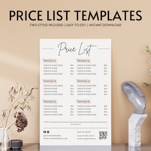 Price List Template, Editable Price List, Small Business Printable Pricing Guide Sheet, Beauty Salon Nail Make Up Hair Stylist Template