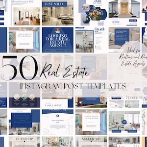 50 Real Estate Instagram Post Canva Templates, Real Estate Social Media, Realtor Business, Social Media Templates Real Estate Agents