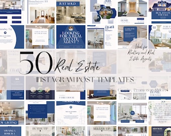 50 Real Estate Instagram Post Canva Templates, Real Estate Social Media, Realtor Business, Social Media Templates Real Estate Agents